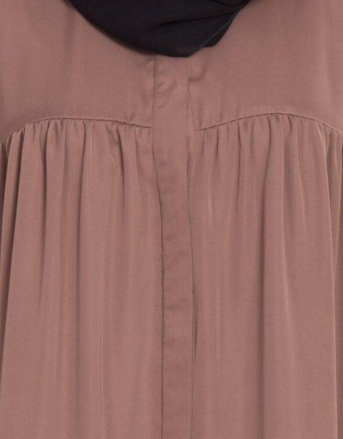 Modern Front Open gather at bust casual Abaya Brown
