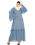 Muslimah Bell Sleeve flowers around knee party Abaya Blue