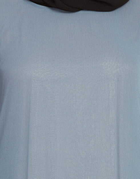 Muslimah Bell Sleeve flowers around knee party Abaya Blue