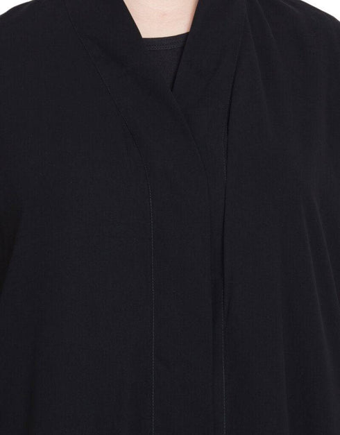 Chic Sleeve embroidered front open with Inner Abaya Black