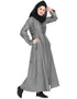 Dubai Front open with zip Denim Abaya Grey