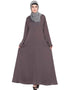 Islamic sleeve embroidered Umbrella Abaya Brown