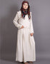 Arabic Raw/frayed Edge Pleats at Waist Funky Abaya Cream