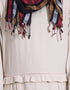 Arabic Raw/frayed Edge Pleats at Waist Funky Abaya Cream