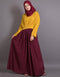 Women pleated contrast casual chic abaya Yellow