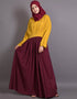Women pleated contrast casual chic abaya Yellow