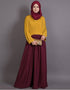 Women pleated contrast casual chic abaya Yellow
