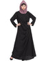 Chic Pleating at Waist Casual Abaya Black