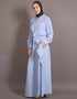 Women Yoke At Chest Triangle Panels Collage Girl Abaya Blue