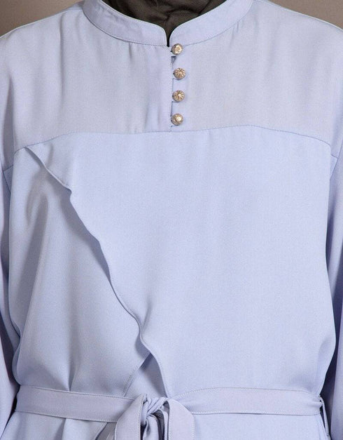 Women Yoke At Chest Triangle Panels Collage Girl Abaya Blue