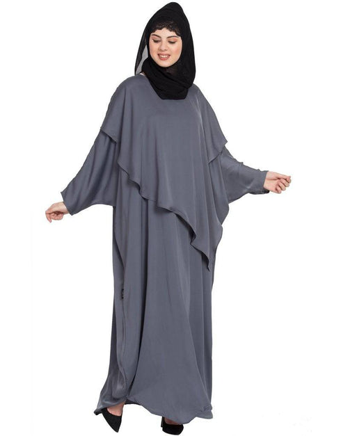 Muslim Extra Panel Nursing mother Abaya Grey