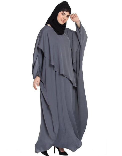 Muslim Extra Panel Nursing mother Abaya Grey