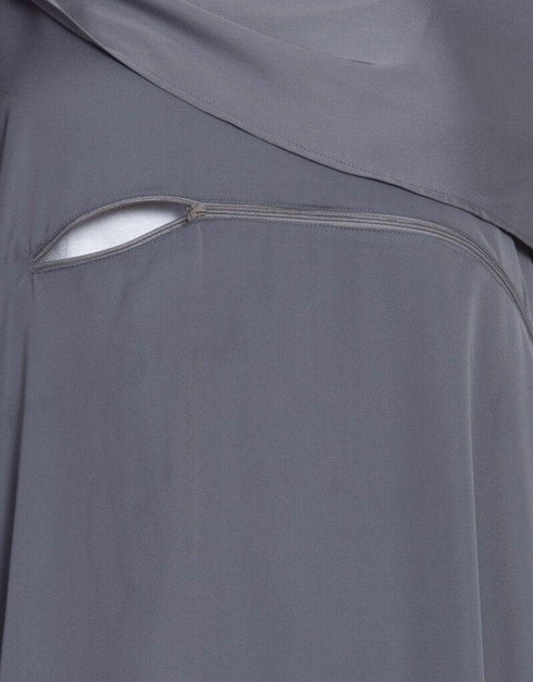 Muslim Extra Panel Nursing mother Abaya Grey