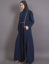 Islamic Bohemian Contrast Lace Abaya Blue