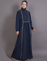 Islamic Bohemian Contrast Lace Abaya Blue