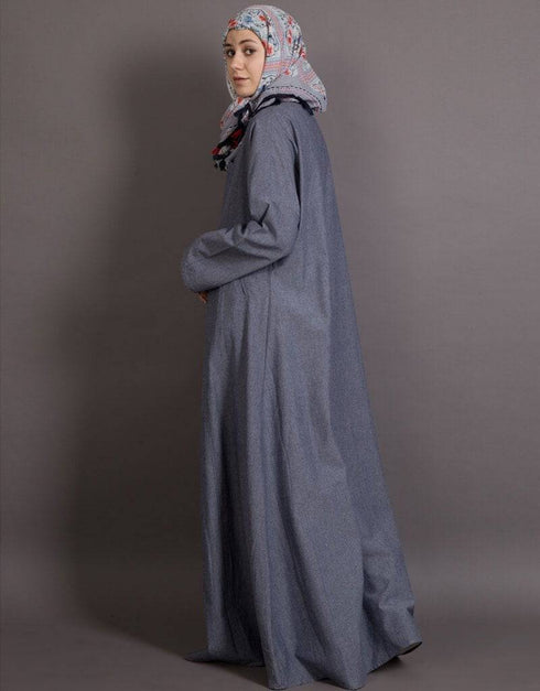 Arabic Executive Wrap Around Coat Abaya Blue