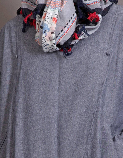 Arabic Executive Wrap Around Coat Abaya Blue