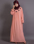 Women Scallop yoke bohemian casual Abaya Peach
