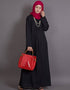 Chic Asymmetrical pleated Casual Abaya Black