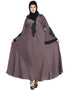 Women Embroidered Patch Umbrella Coffee Brown Abaya Brown