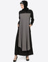 Muslim extra Layer at front Casual Abaya Grey