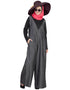Islamic Denim and Jersey Jumpsuit Abaya Black