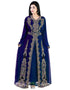 Chic Blue Georgette Hand Pearl Work Moroccan kaftan