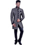 Silver With Black Indo western Dupion Brocade Pant Closure View
