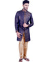Denim Blue With Gold Indo western Zari Brocade Chudidaar Closure View