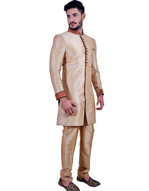 Daffodil Gold Indo western Art Silk Chudidaar Closure View