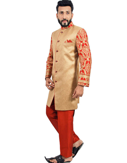 Natural Jute With Maroon Indo western Juit Silk Pant Closure View