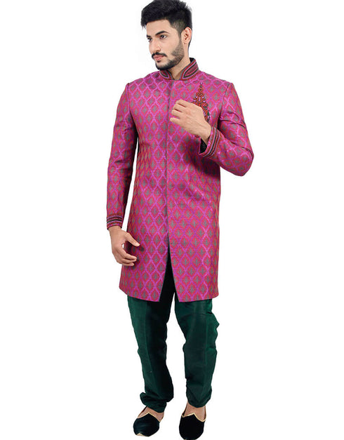 Multicolor Indo western Zari Tanchoi Pant Closure View