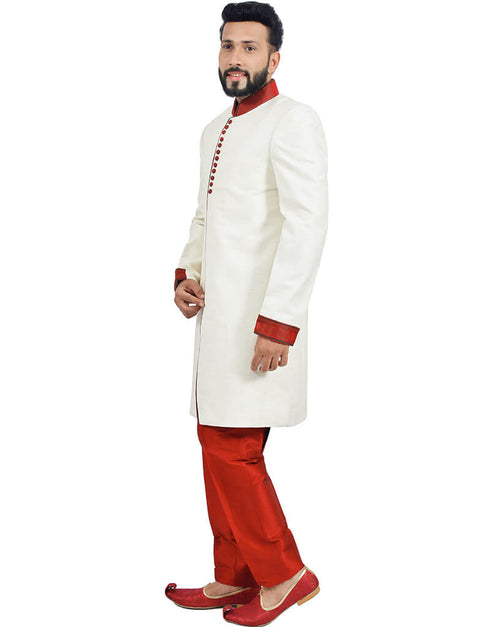 White Indo western Art Silk Pant Closure View