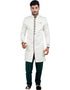 White Indo western Self Silk Brocade Pant