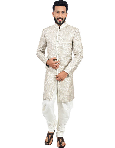Creamy White Indo western Linen Brocade Dhoti