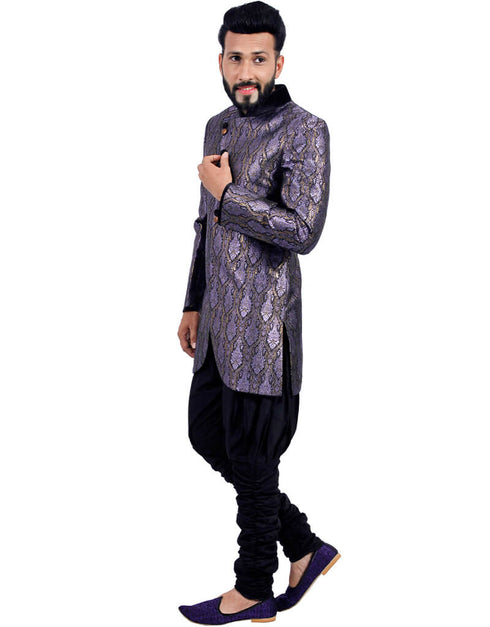 Purple Indo western Zari Tanchoi Dhoti Closure View