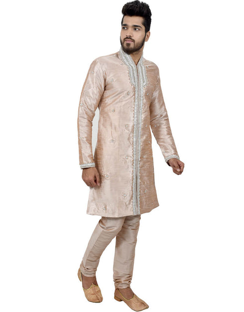 Almond Indo western Art Silk Chudidaar Closure View