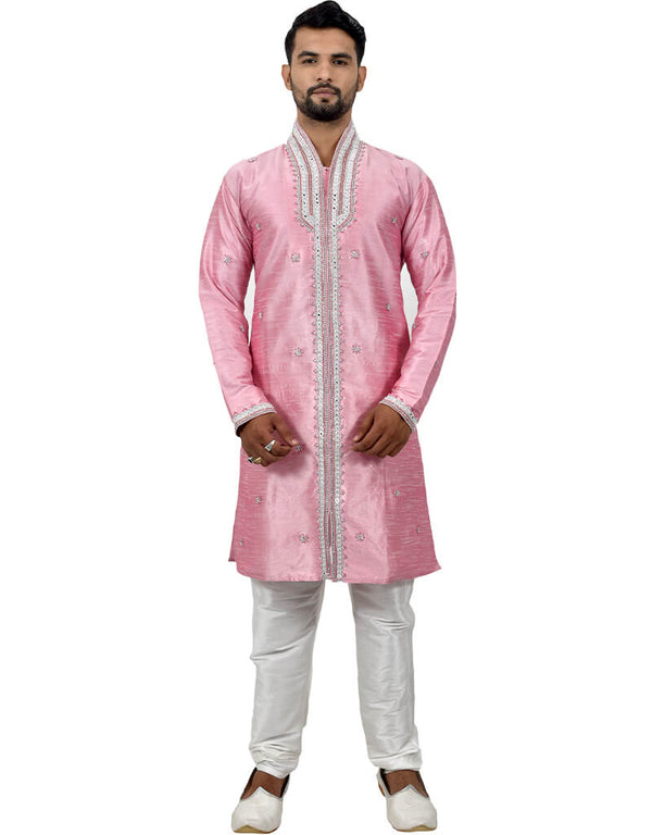 Cameo Pink Indo western Art Silk Chudidaar