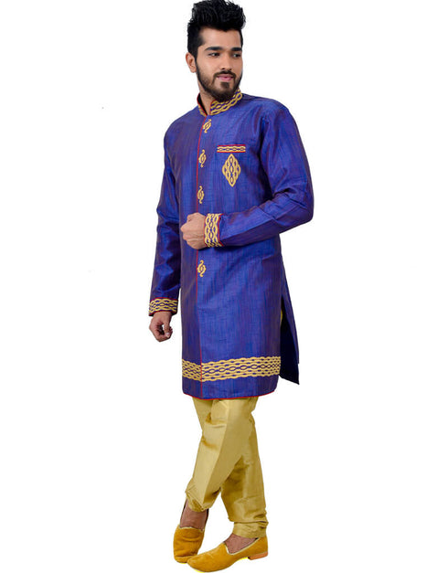 Blue Indo western Ghiccha Silk Chudidaar Closure View