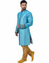 Peacock Blue Indo western Art Silk Chudidaar Closure View
