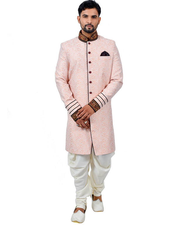 Salmon Indo western Cottan Brocade Silk Dhoti