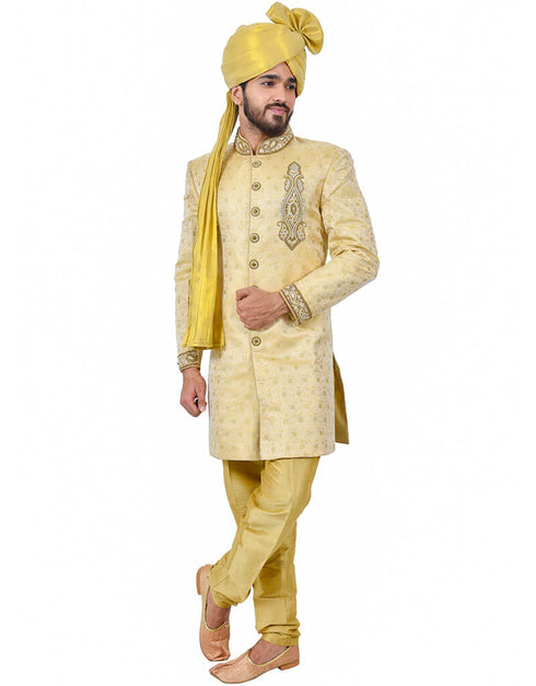 Golden Indo western Zari Brocade Silk Chudidaar Closure View