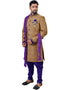 Camel Indo western Juti Brocade Silk Dhoti Closure View