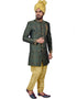 Deep Jungle Green Indo western Zari Brocade Silk Chudidaar Closure View