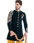 Bottle Green Indo western Velvet Dhoti Closure View