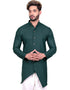 Bottle Green Indo western Cool Cotton Chudidaar Closure View