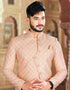 Peach Jodhpuri Art work Silk Pant Closure View