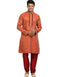Coral Saffron Kurta Zari Brocade Chudidaar