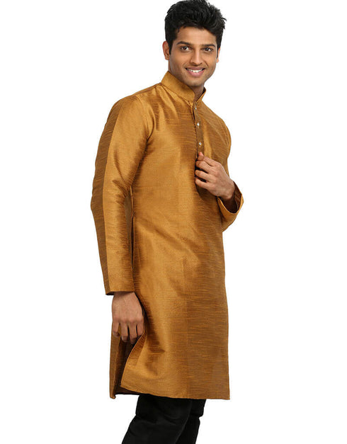 Gold Kurta Art Silk Chudidaar Closure View