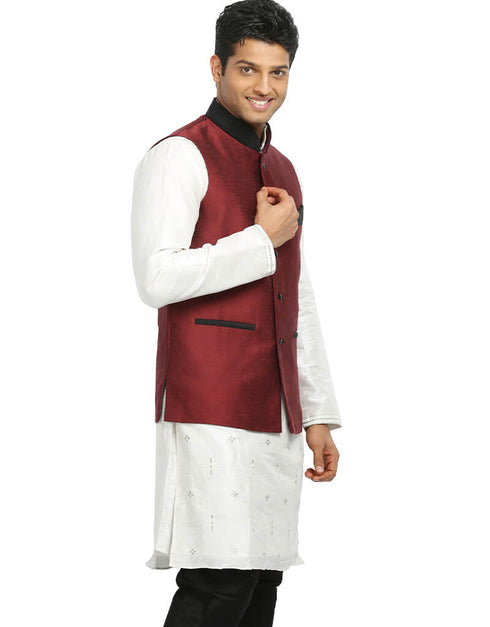 Maroon Jacket Art Silk NA Closure View